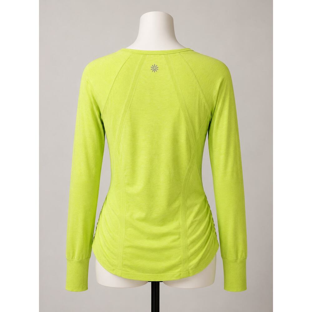 Athleta Neon Yellow Ruched Long Sleeve Running Top Women’s M - Picture 3 of 5